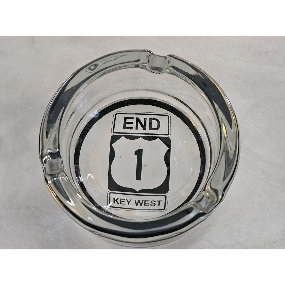 Route 1 End 'Key West' Glass Ashtray -‎ Vintage Rare Memorabilia
